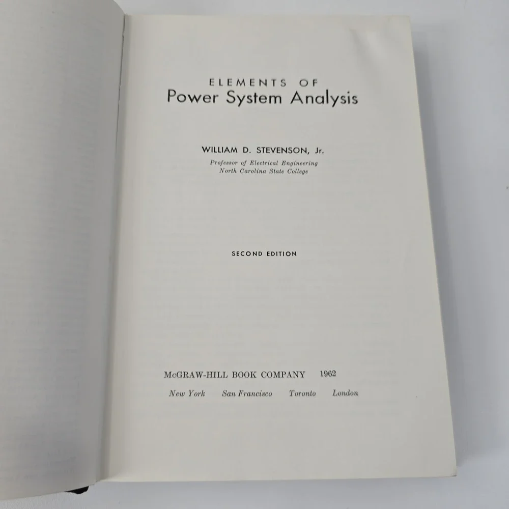 Elements of Power System Analysis‎ 2nd Edition 1962 Hardcover Stevenson McGraw
